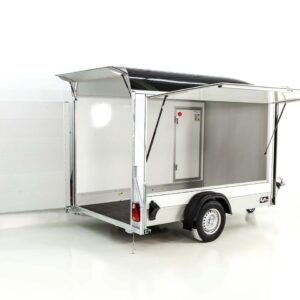 Debon Reboque fechado C300 Sandwich 148x295cm H:190cm 1,3t, Alu, Polybug, Porta, Trampilla, preto-Novo