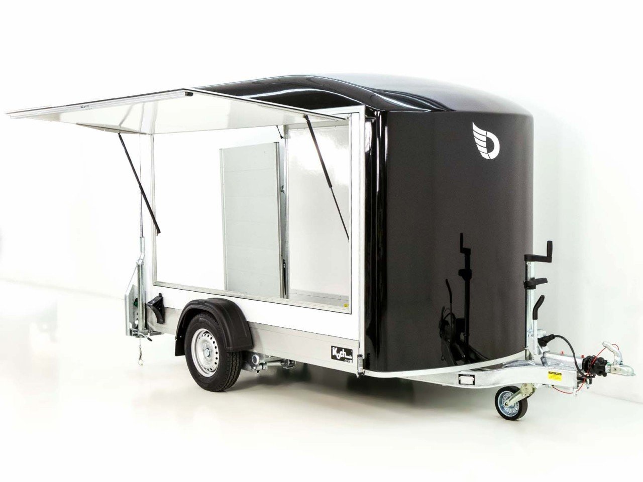 Debon Reboque fechado C300 Sandwich 148x295cm H:190cm 1,3t, Alu, Polybug, Porta, Trampilla, preto-Novo - Image 4